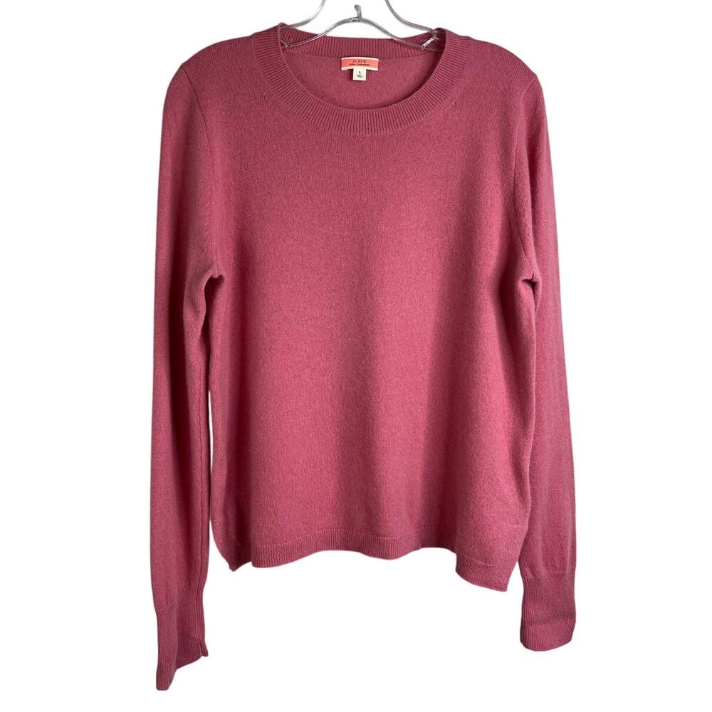 J.Crew Sweater Women L Pink 100% Cashmere Crew Neck Long Sleeve Pullover Classic